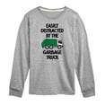 thumbnail image 1 of Instant Message - Easily Distracted By The Garbage Truck - Toddler & Youth Long Sleeve Graphic T-Shirt, 1 of 6