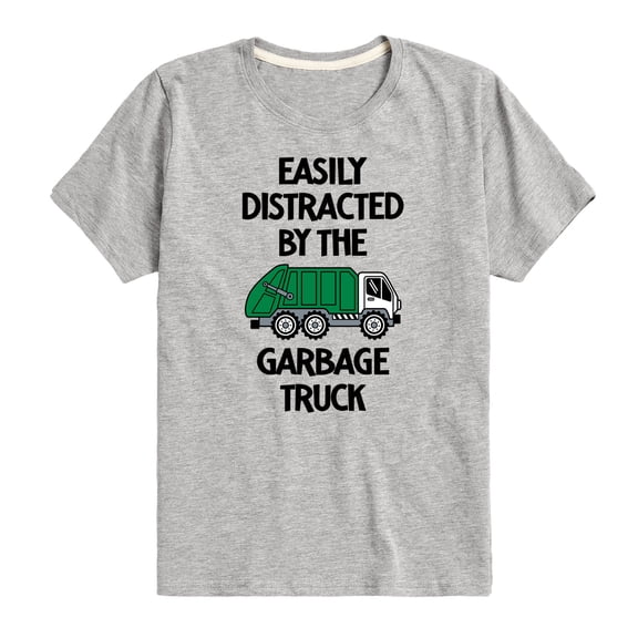 Instant Message - Easily Distracted By The Garbage Truck - Toddler & Youth Short Sleeve Graphic T-Shirt