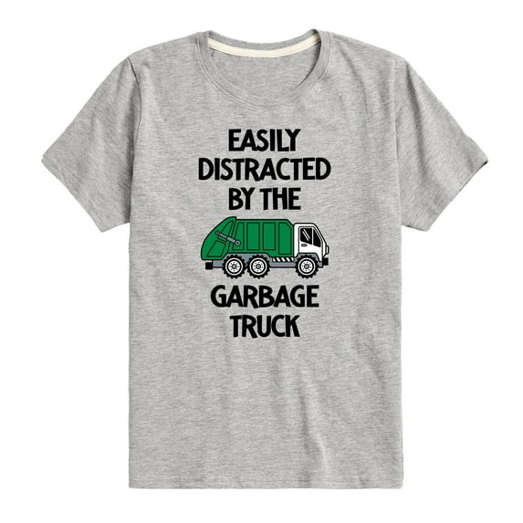 Instant Message - Easily Distracted By The Garbage Truck - Toddler & Youth Short Sleeve Graphic T-Shirt