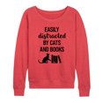 thumbnail image 1 of Instant Message - Easily Distracted Cats Books - Women's Lightweight French Terry Pullover, 1 of 6