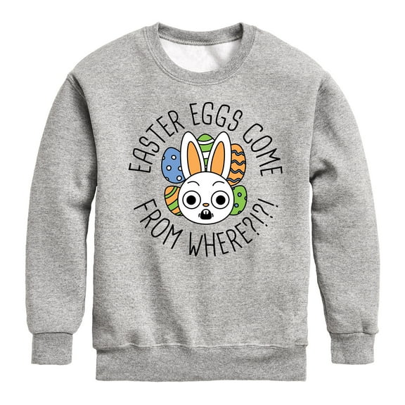 Instant Message - Easter Eggs Come From Where - Toddler & Youth Crewneck Fleece Sweatshirt