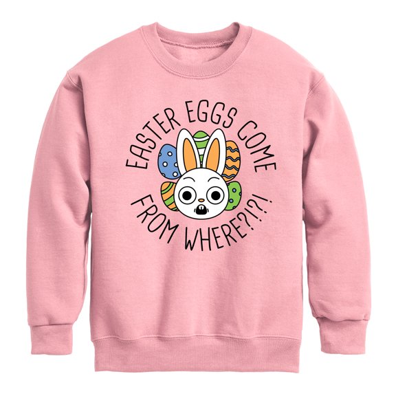 Instant Message - Easter Eggs Come From Where - Toddler & Youth Crewneck Fleece Sweatshirt