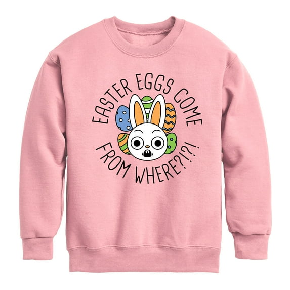 Instant Message - Easter Eggs Come From Where - Toddler & Youth Crewneck Fleece Sweatshirt