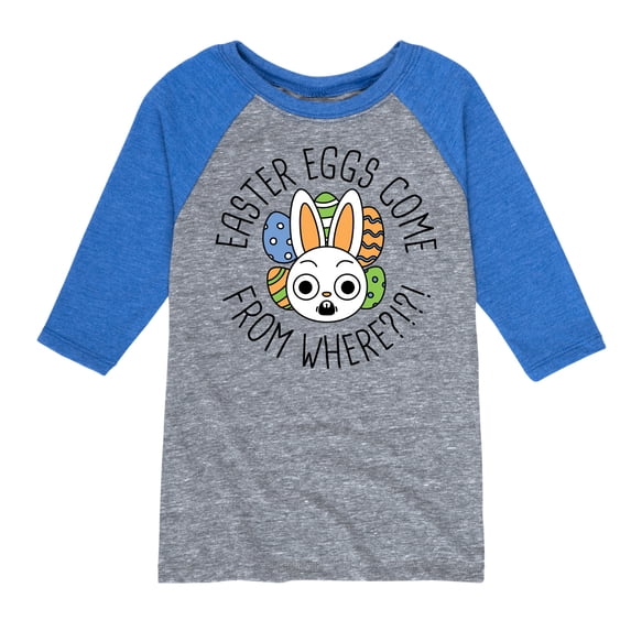 Instant Message - Easter Eggs Come From Where - Toddler & Youth Raglan Graphic T-Shirt