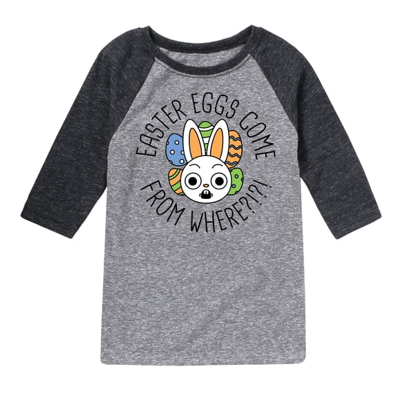 Instant Message - Easter Eggs Come From Where - Toddler & Youth Raglan Graphic T-Shirt