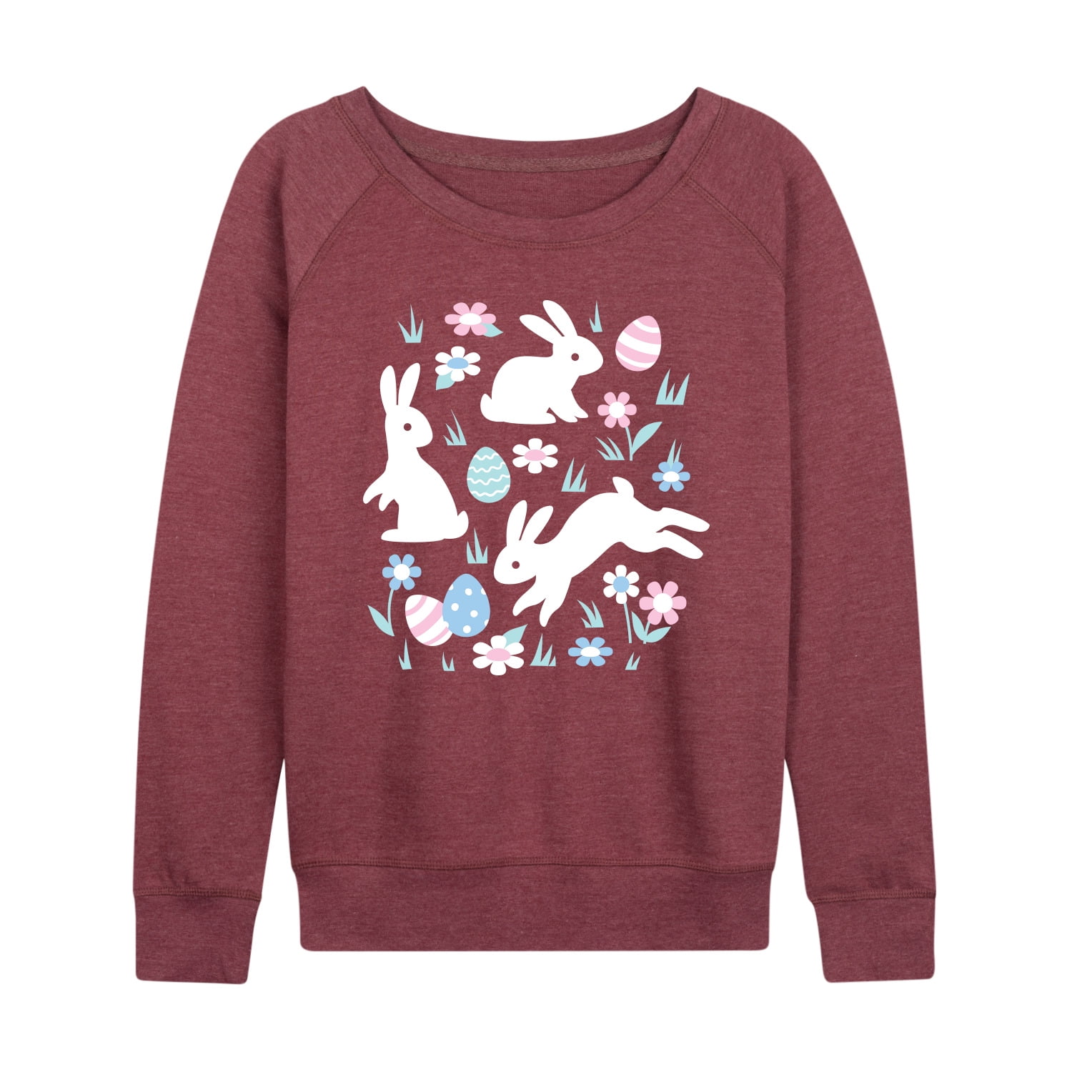 Women's Leaf Pattern French Terry Pullover - Lightweight Vintage Style Sweatshirt