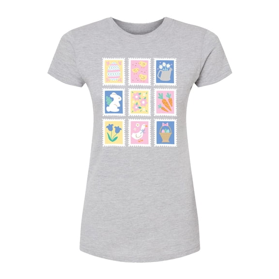 Instant Message - Easter Stamps - Juniors Fitted Graphic T-Shirt