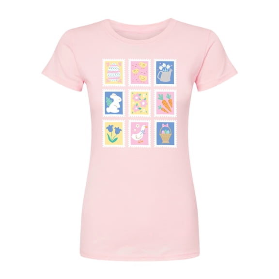 Instant Message - Easter Stamps - Juniors Fitted Graphic T-Shirt