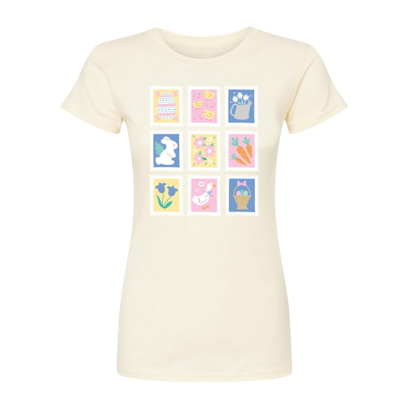 Instant Message - Easter Stamps - Juniors Fitted Graphic T-Shirt