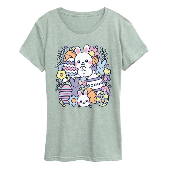 Instant Message - Easter Sticker Collage - Women's Short Sleeve Graphic T-Shirt