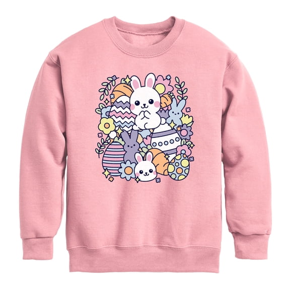 Instant Message - Easter Sticker Collage - Youth Boys Crew Fleece Sweatshirt