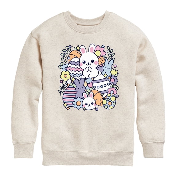 Instant Message - Easter Sticker Collage - Youth Boys Crew Fleece Sweatshirt