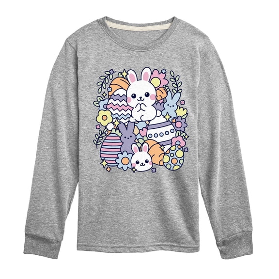 Instant Message - Easter Sticker Collage - Youth Boys Long Sleeve Graphic T-Shirt