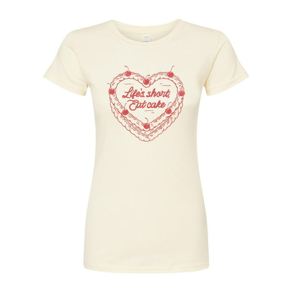 Instant Message - Eat Cake Heart - Juniors Fitted Graphic T-Shirt