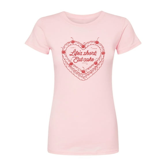 Instant Message - Eat Cake Heart - Juniors Fitted Graphic T-Shirt