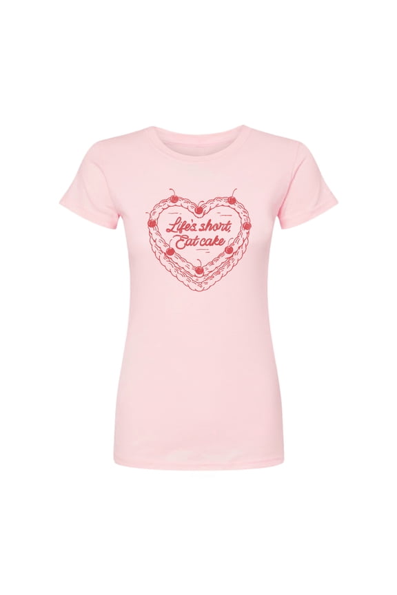 - Eat Cake Heart - Juniors Fitted Graphic T-Shirt