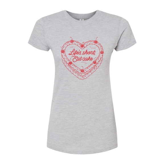 Instant Message - Eat Cake Heart - Juniors Fitted Graphic T-Shirt