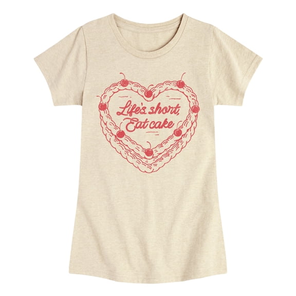Instant Message - Eat Cake Heart - Toddler And Youth Girls Fitted Short Sleeve Graphic T-Shirt