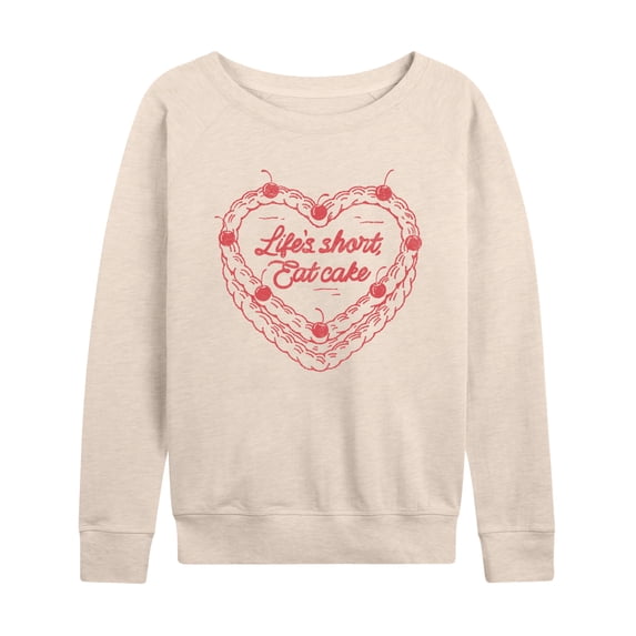 Instant Message - Eat Cake Heart - Women's French Terry Long Sleeve Shirt