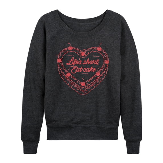 Instant Message - Eat Cake Heart - Women's French Terry Long Sleeve Shirt