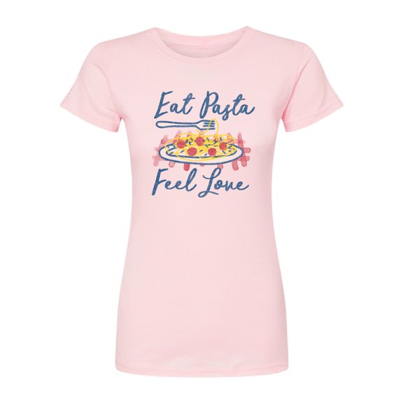 Instant Message - Eat Pasta Feel Love - Juniors Fitted Graphic T-Shirt