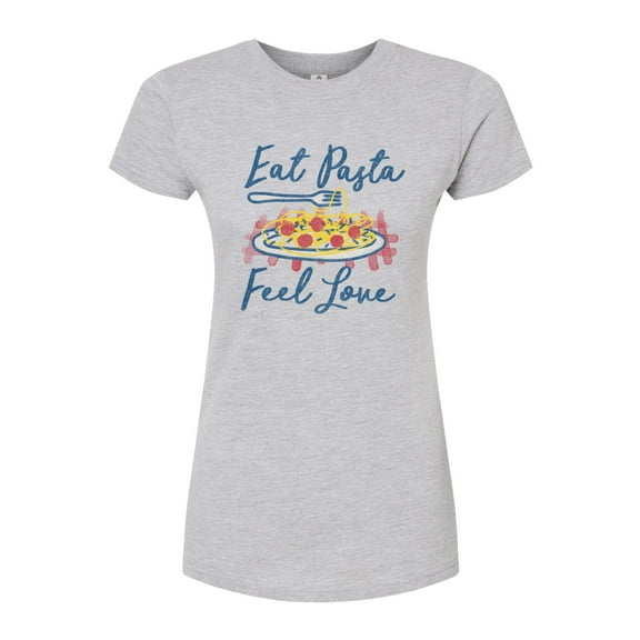 Instant Message - Eat Pasta Feel Love - Juniors Fitted Graphic T-Shirt