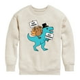 thumbnail image 1 of Instant Message - Eat Pizza Turkey Dino - Toddler & Youth Crewneck Fleece Sweatshirt, 1 of 6