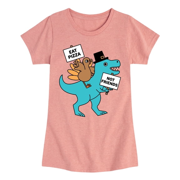 Instant Message - Eat Pizza Turkey Dino - Toddler & Youth Girls Short Sleeve Graphic T-Shirt