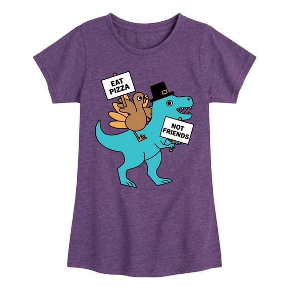 Instant Message - Eat Pizza Turkey Dino - Toddler & Youth Girls Short Sleeve Graphic T-Shirt
