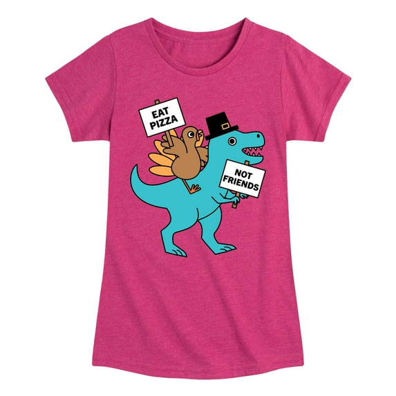 Instant Message - Eat Pizza Turkey Dino - Toddler & Youth Girls Short Sleeve Graphic T-Shirt