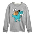 thumbnail image 1 of Instant Message - Eat Pizza Turkey Dino - Toddler & Youth Long Sleeve Graphic T-Shirt, 1 of 6