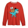thumbnail image 1 of Instant Message - Eat Pizza Turkey Dino - Toddler & Youth Long Sleeve Graphic T-Shirt, 1 of 6