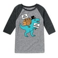 thumbnail image 1 of Instant Message - Eat Pizza Turkey Dino - Toddler & Youth Raglan Graphic T-Shirt, 1 of 5