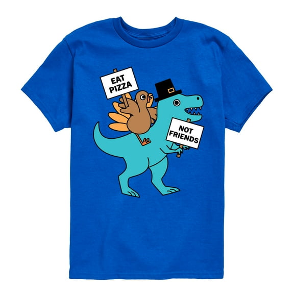 Instant Message - Eat Pizza Turkey Dino - Toddler & Youth Short Sleeve Graphic T-Shirt