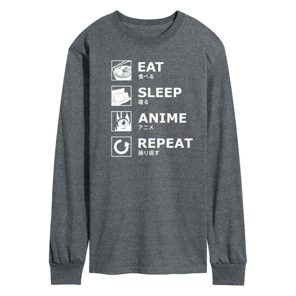 Instant Message - Eat Sleep Anime Repeat - Men's Long Sleeve Graphic T-Shirt