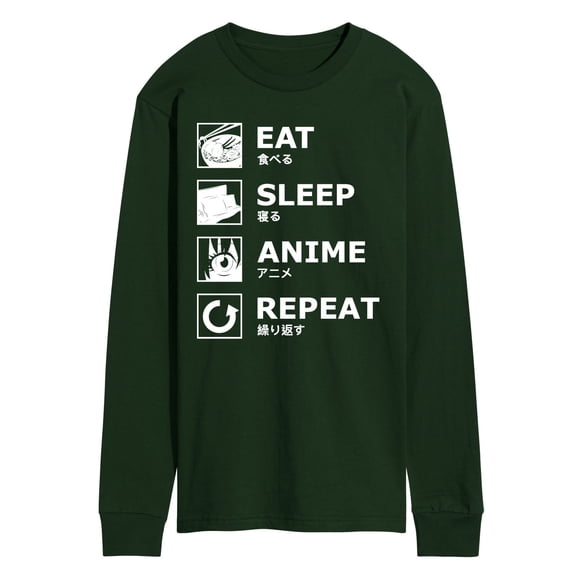 Instant Message - Eat Sleep Anime Repeat - Men's Long Sleeve Graphic T-Shirt