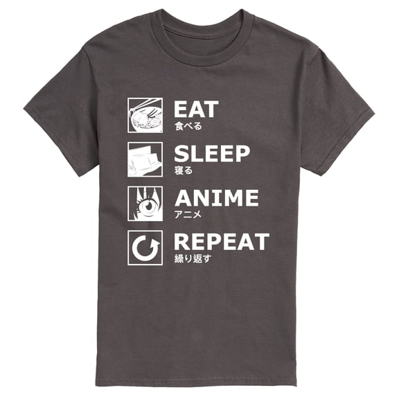 Instant Message - Eat Sleep Anime Repeat - Men's Short Sleeve Graphic T-Shirt