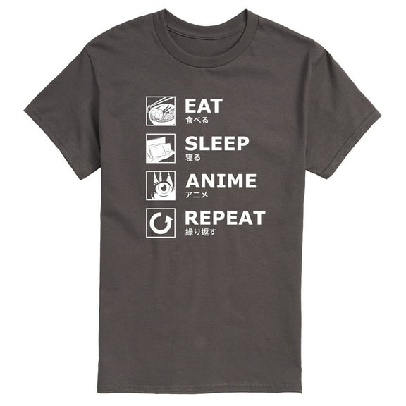 Instant Message - Eat Sleep Anime Repeat - Men's Short Sleeve Graphic T-Shirt