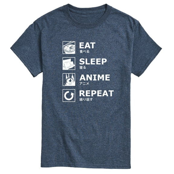 Instant Message - Eat Sleep Anime Repeat - Men's Short Sleeve Graphic T-Shirt