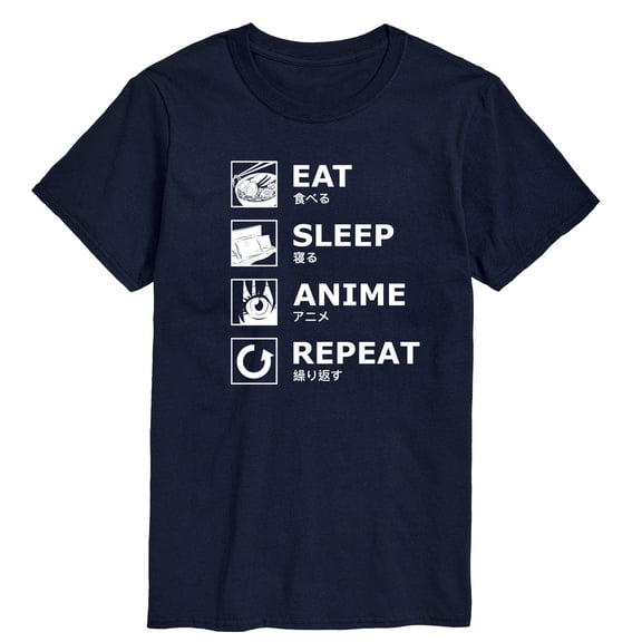Instant Message - Eat Sleep Anime Repeat - Men's Short Sleeve Graphic T-Shirt