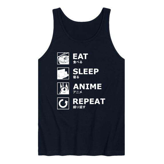Instant Message - Eat Sleep Anime Repeat Graphic Tank Top