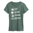 thumbnail image 1 of Instant Message - Eat Sleep Anime Repeat - Women's Short Sleeve Graphic T-Shirt, 1 of 6