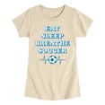 thumbnail image 1 of Instant Message - Eat, Sleep, Breathe Soccer Girls' Fitted Short Sleeve Graphic T-Shirt, 1 of 5