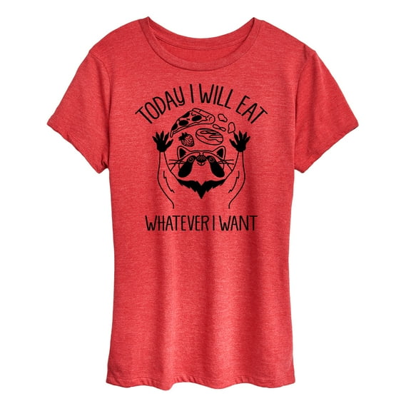 Instant Message - Eat Whatever I Want Raccoon - Women's Short Sleeve Graphic T-Shirt