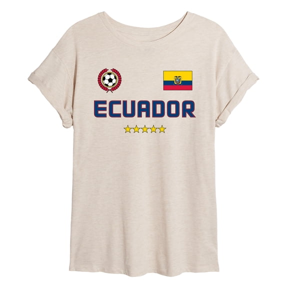 Instant Message - Ecuador Soccer - Juniors Oversized Graphic T-Shirt