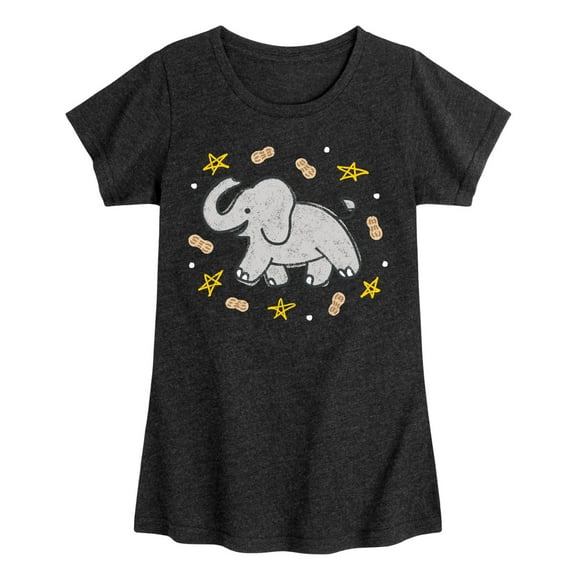 Instant Message - Elephants Love Peanuts - Toddler & Youth Girls Short Sleeve Graphic T-Shirt
