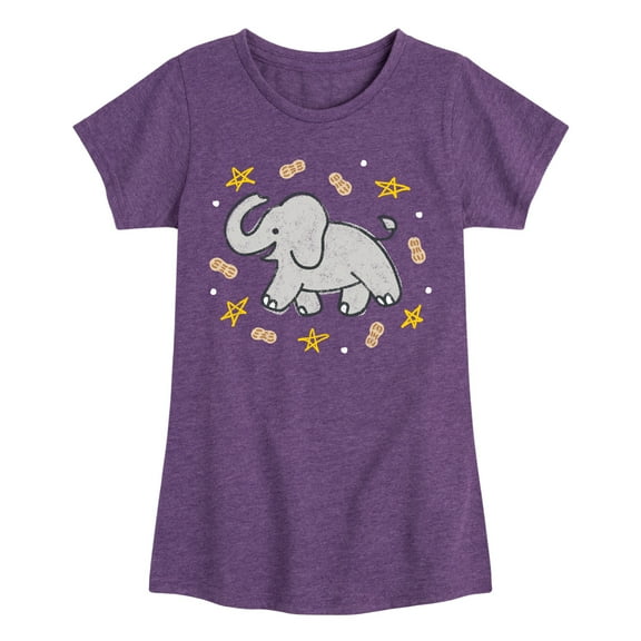 Instant Message - Elephants Love Peanuts - Toddler & Youth Girls Short Sleeve Graphic T-Shirt