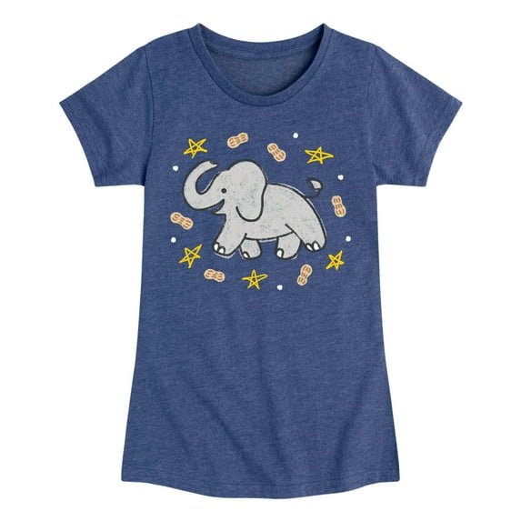 Instant Message - Elephants Love Peanuts - Toddler & Youth Girls Short Sleeve Graphic T-Shirt