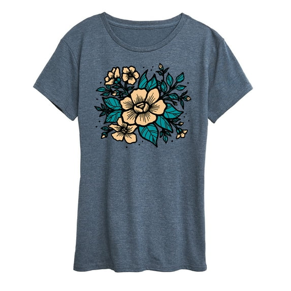Instant Message - Etched Flowers - Women's Short Sleeve Graphic T-Shirt