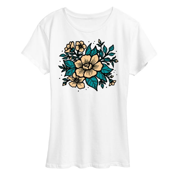 Instant Message - Etched Flowers - Women's Short Sleeve Graphic T-Shirt